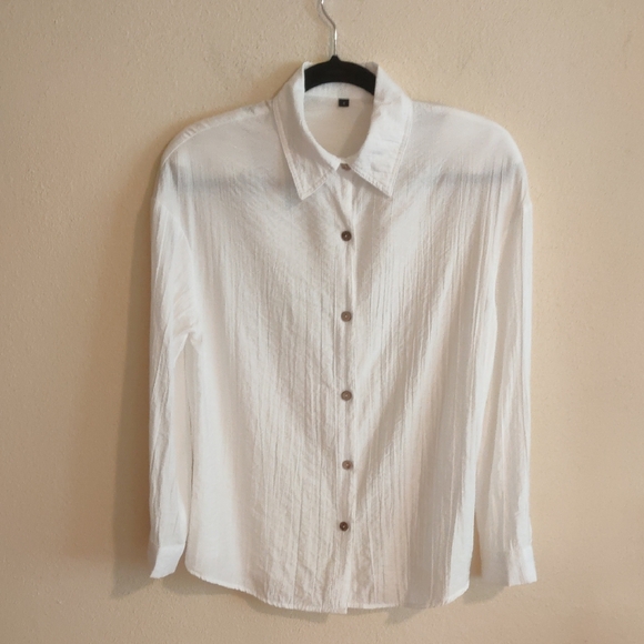 Unbranded Tops - White Button-Up Shirt